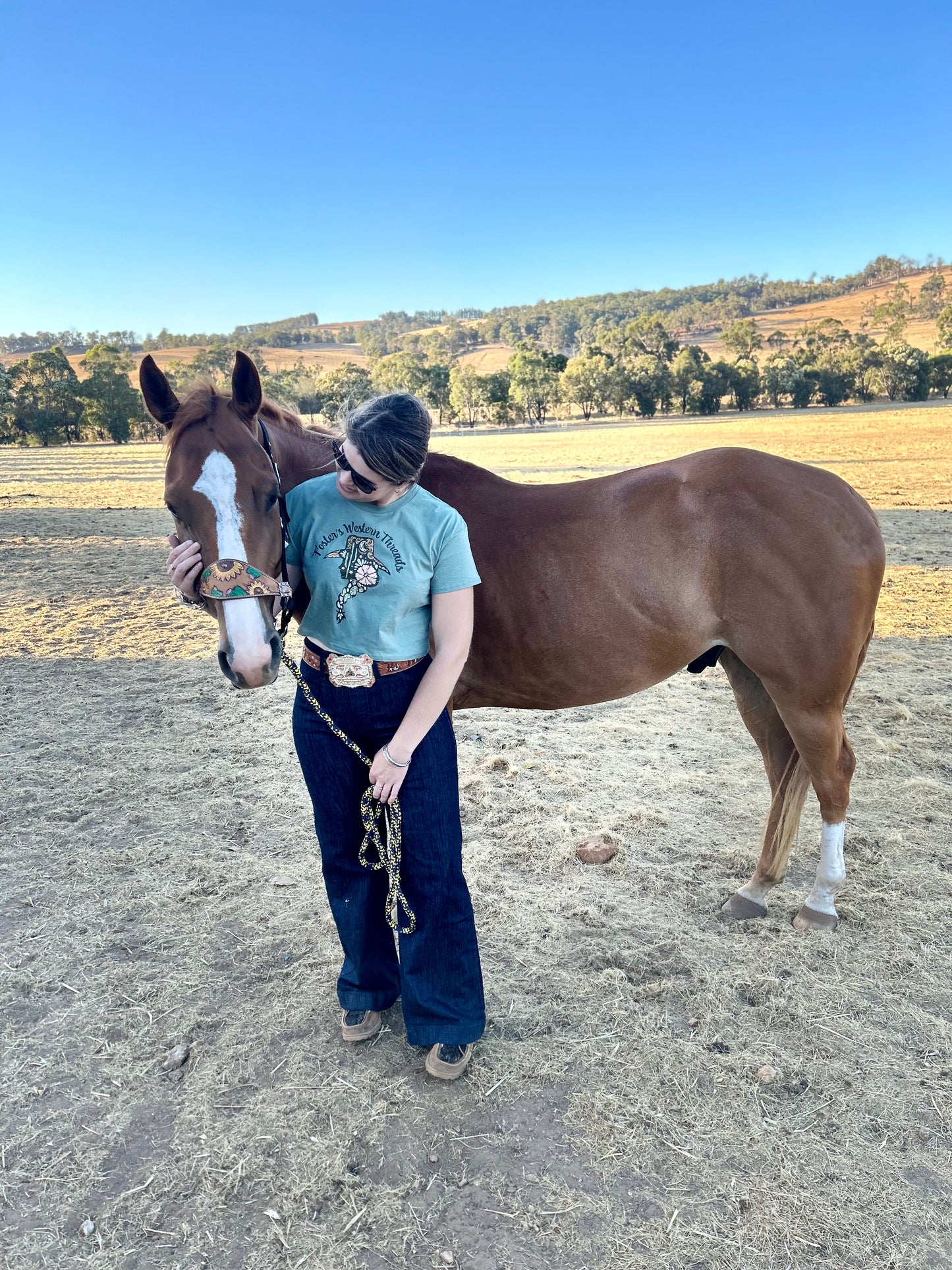 Cowgirl Cool Crop Tee- Sage