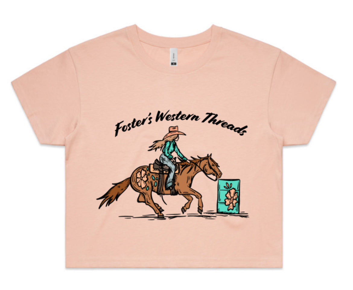 Cowgirl Way Crop Tee- Pale pink