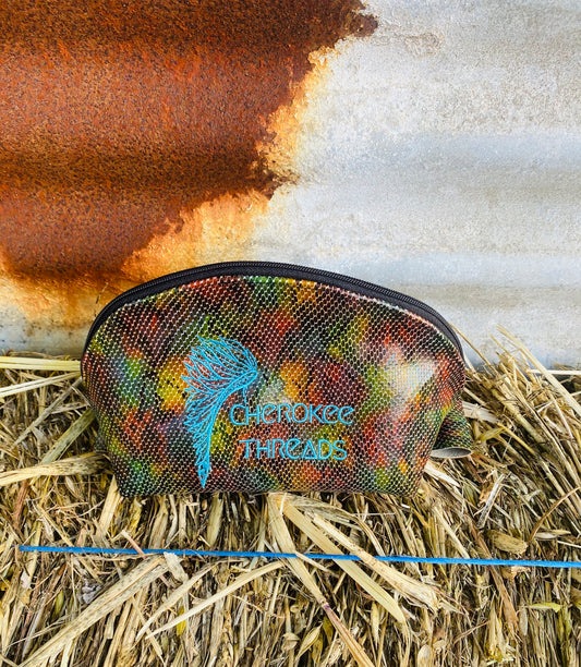 Large Clam Zipper pouch- Exotic snakeskin leather