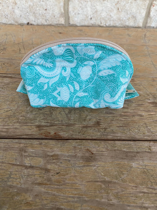 Clam zipper pouch- Turquoise (small)