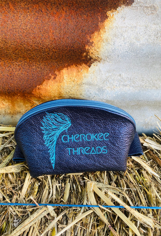 Medium Clam Zipper pouch- Exotic leather